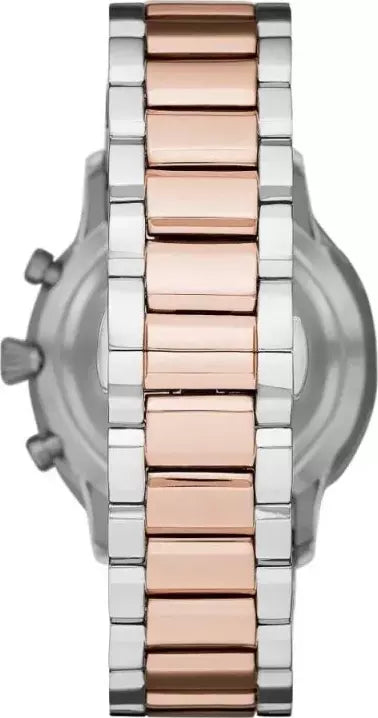 Emporio Armani — Silver and Bronze Steel Chronograph Watch